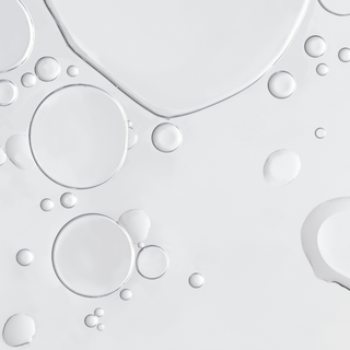 White bubbles on a light gray background