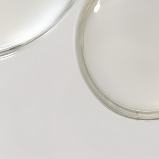 Clear glass plates on a white background