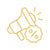 Yellow megaphone icon on a white background